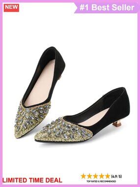 Kitten Heel Pumps Pointed Toe Slip On Dress Shoes